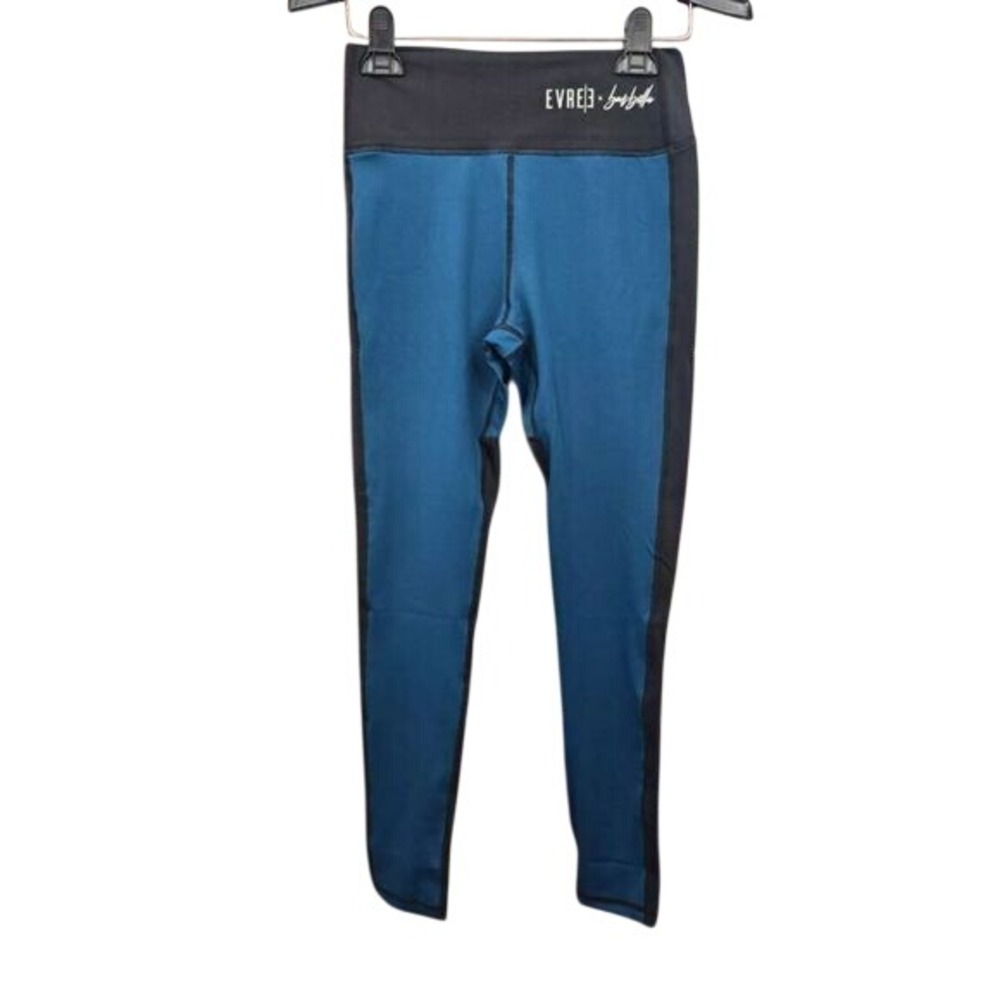Evree Bella Heart Leggings Woman Small Black‎ Blue Sweat-Wicking Low-Impact